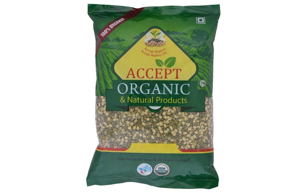 Accept Organic Moong Dal Green (White Split)    Pack  500 grams
